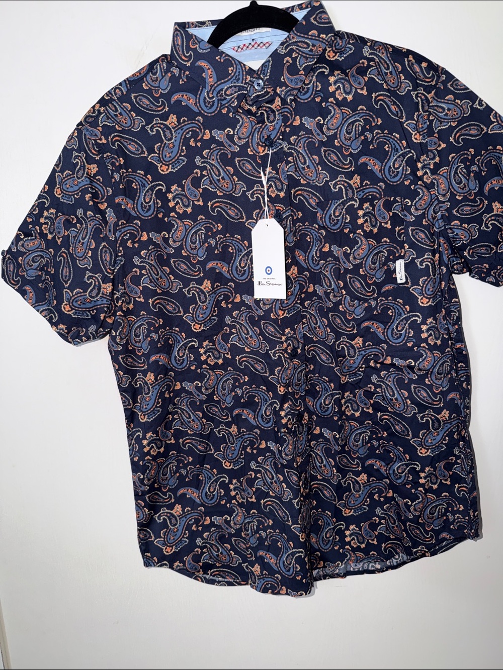 Ben Sherman Navy Paisley Short-Sleeve Button-Down Shirt